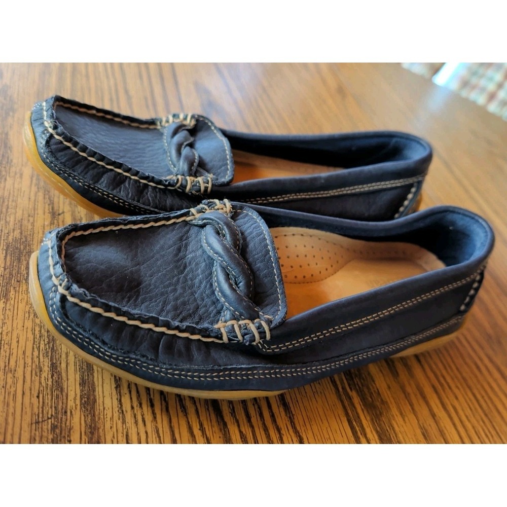 L. L. Bean Men's Blue Leather Slip on Loafer Casual Shoes OFQU2 Size 6.5 M